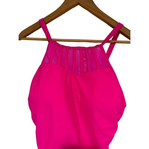 Holipick Women High Neck One Piece Mesh Bathing Swimsuits Open Back XXL Pink NWT - Picture 2 of 5